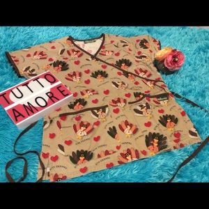Women’s thanksgiving print scrub top